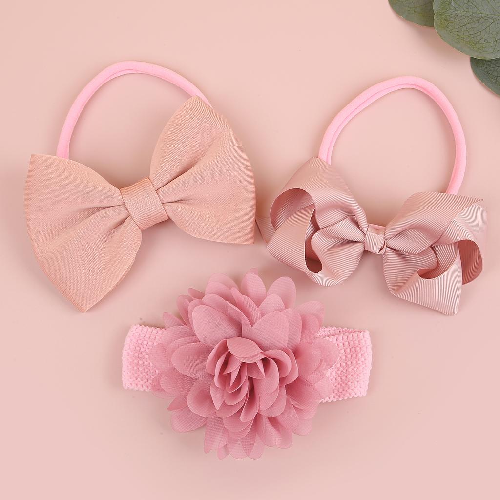 3PCS Chiffon Flower Headbands Baby Girls Hair Bows Headband Elastic Soft Nylon Hairbands for Baby Turban Infant Hair Accessories