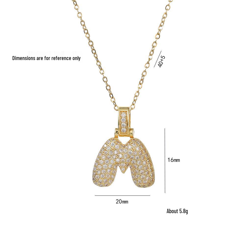 Women's European & American Style Copper Zircon Initial Necklace - Fashionable Clavicle Chain