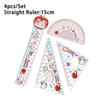 4pcs Acrylic Straight Ruler Measurement Drawing Stationery Set Square Protractor  School Office