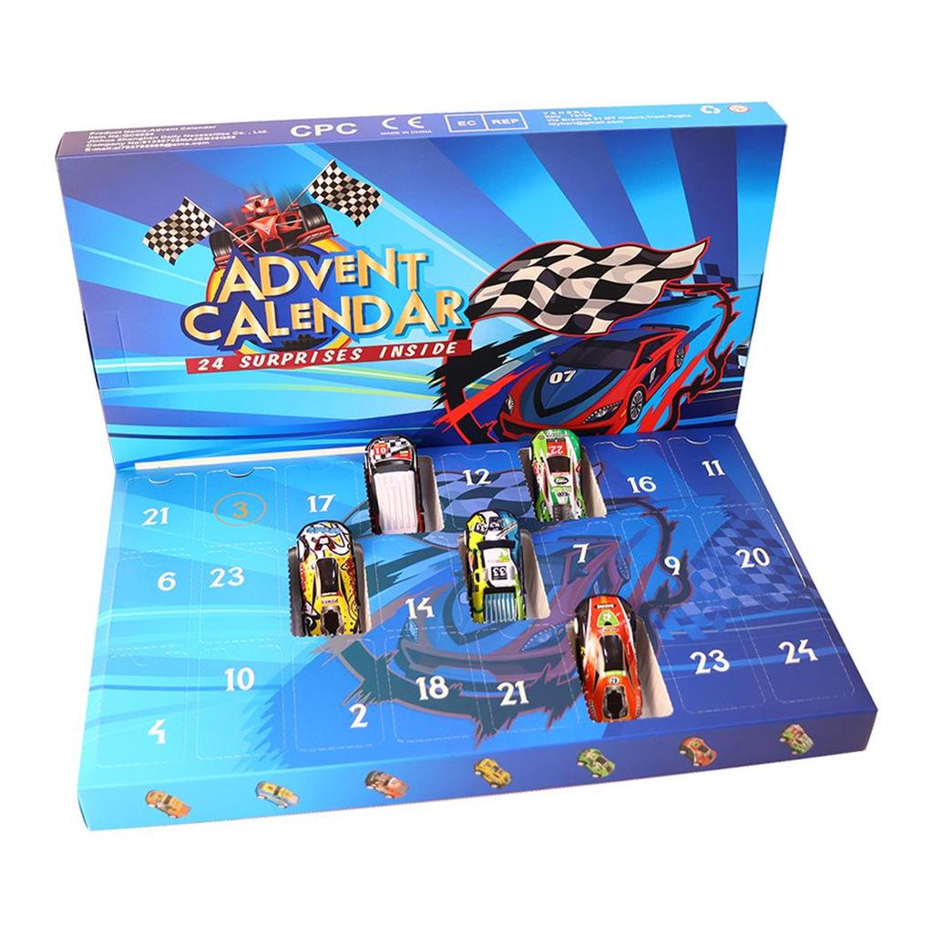 Cross-border 24-day Advent Calendar: Christmas Countdown Racing Car Blind Box Toy Gift for Children.