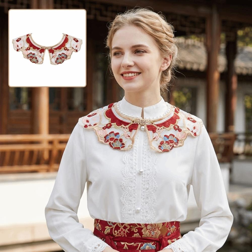 Elegant Hanfu Shawl Floral Pattern Hanfu Shoulder Collar Ancient False Collar Costume Accessory