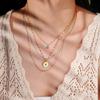 Round Natural Stone Pendant Necklaces,Stainless Steel Turquoise Four-layer Necklace for Women,Unique Jewelry Gift
