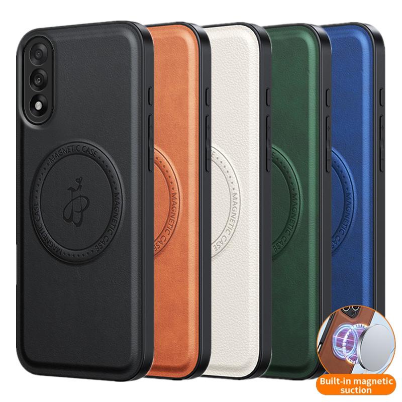 PU Leather Wireless Charging Magnetic Case for OnePlus Nord 5 Nord5 5G Fusion Protective Cover Hard Back Shell Coque