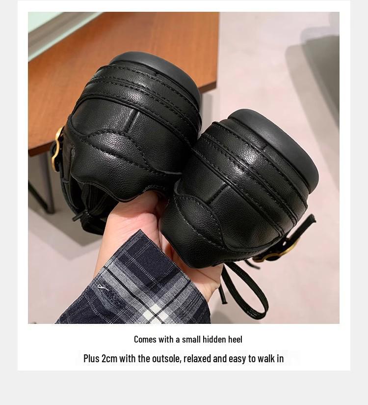 Women's Retro Gold Buckle Two-Tone Derby Shoes with Soft Soles