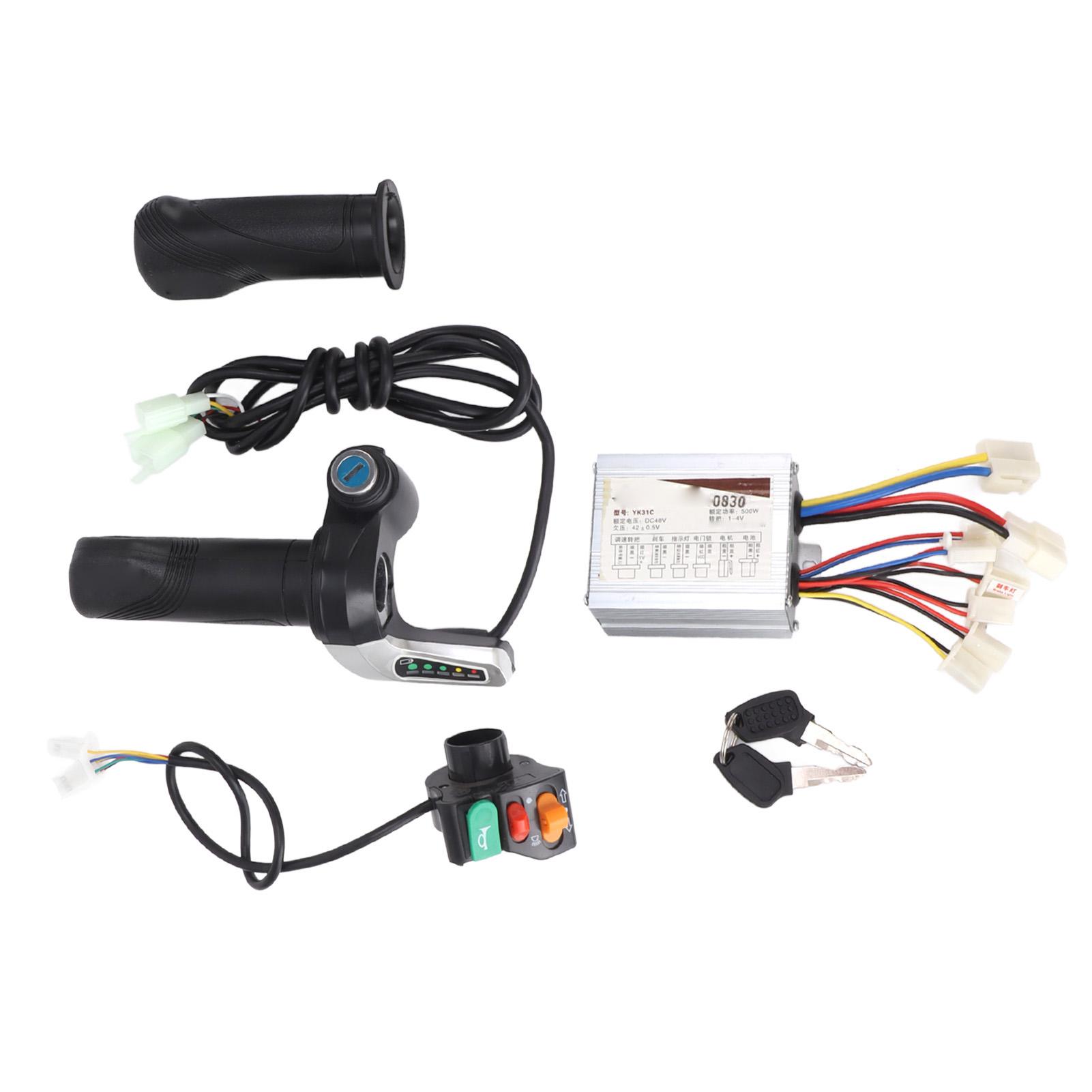 

48V 500W Motor Speed Controller Electric Bike Modification Kit with 48V Pointed Screen Locking Throttle Twist Grip 3