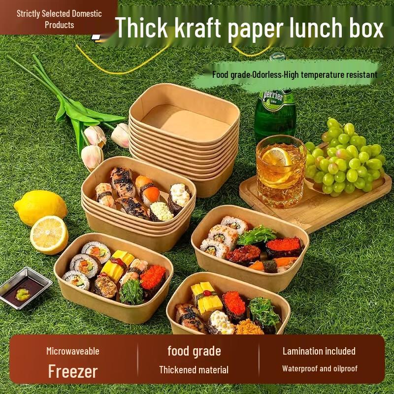 500ml Quadratische Einweg-Kraftpapier-Mahlzeitenbox