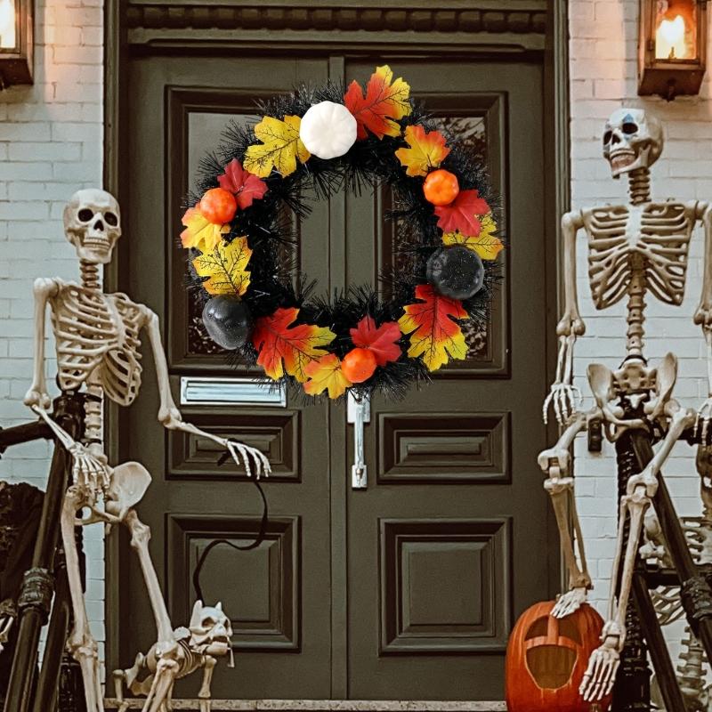 Hanging Wreath for Halloween Festivities Scary Colorful Door Garlands Accessories Party Indoor Outdoor Party Decorations