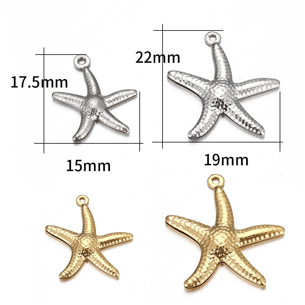 10pcs Stainless Steel Starfish Charms Shell Pendant Gold Color Necklace Bracelet Accessories for Jewelry Making Findings DIY