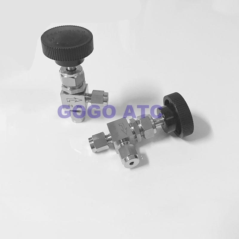 Free ship Adjustable Right angle needle 6 8 10 12mm 1/8 1/4 3/8 inch hard tube SS304 Flow Control shut off crane needle valve