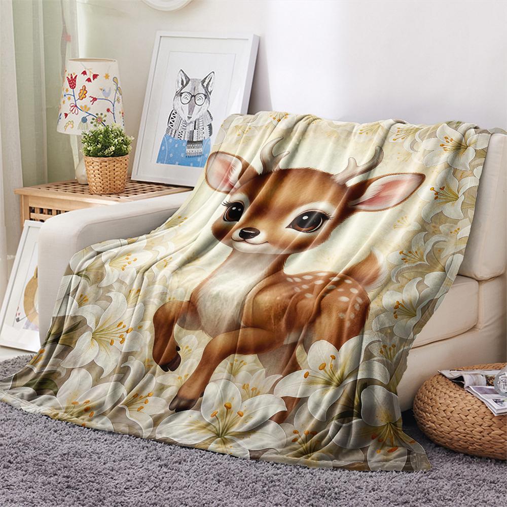 1 ks Flanelová deka s kresleným potiskem, Vysoce kvalitní, Pohodlná pro všechna roční období, Domácí dekorace, Teplo a pohodlí, Perfektní jako vánoční dárek k narozeninám