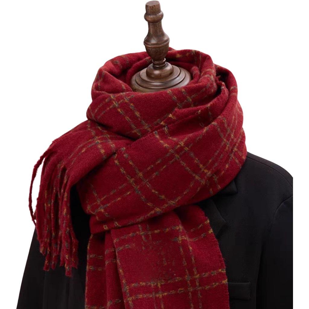 

Scarf Winter Couple Thickened Shawl Premium Versatile Warm Student Thousand Birds Scarf 180cm*50cm220g темно-коричневого кольору