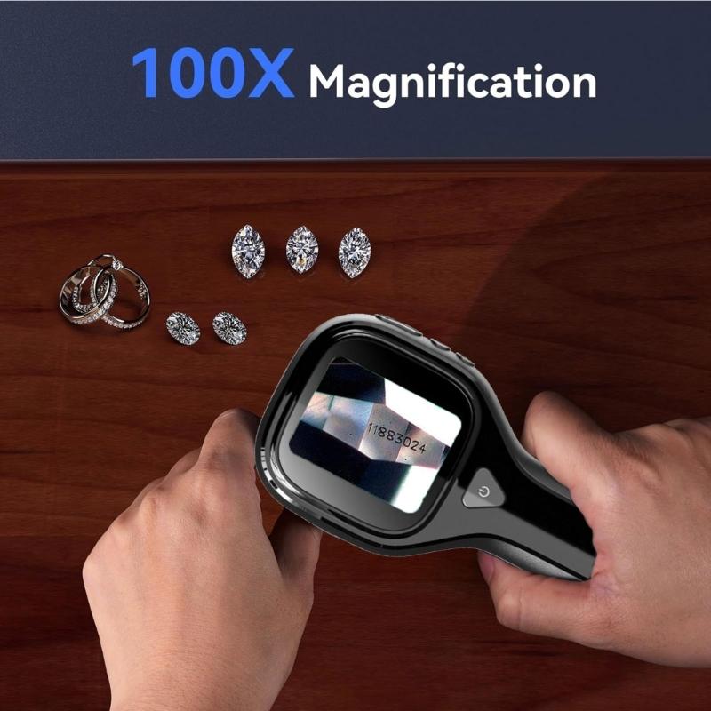 Easy Carry Pocket Magnifiers Build In LCD Display Small 2inch Screen Digital Magnifying Glass Plastic for Adults Kids