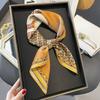 100% Pure Silk Square Scarf Women Black White Camellia Print 68x68cm Lightweight Elegant Wrap Office Casual Wear