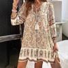 Abito Chemisier Stampato Scollo a V Bohemian Primavera/Estate 2025 per Donna