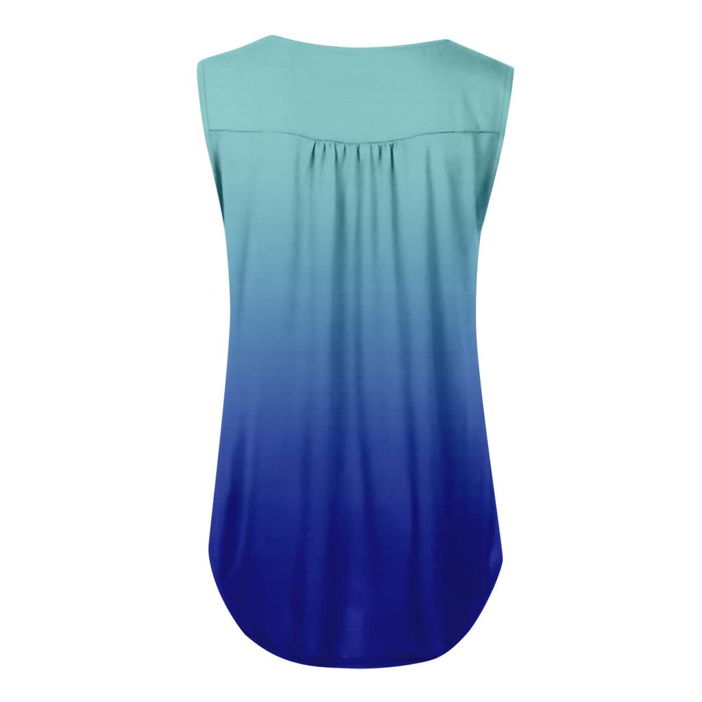 Women's Casual Fashion Plus Size Printed Sleeveless Button V-Neck Pullover Top