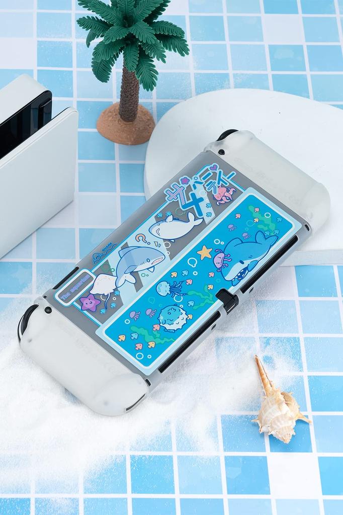GeekShare Switch OLED Compatible with Nintendo Switch Switch OLED Switch Organic EL Protective Separable Full Scratch Stain Easy to Shark Party Cover,