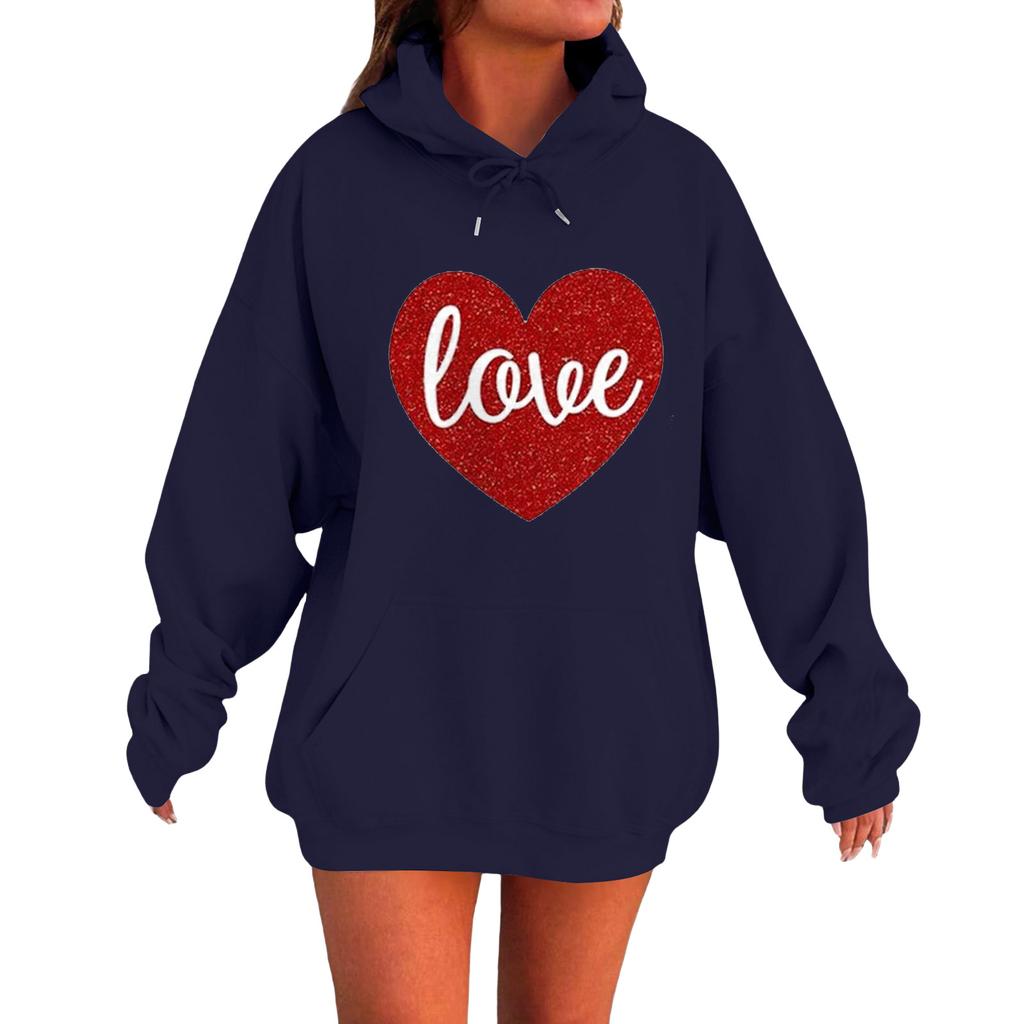 Women's Loose Comfortable Casual Fashionable Love Printed Long Sleeved Sweatshirt