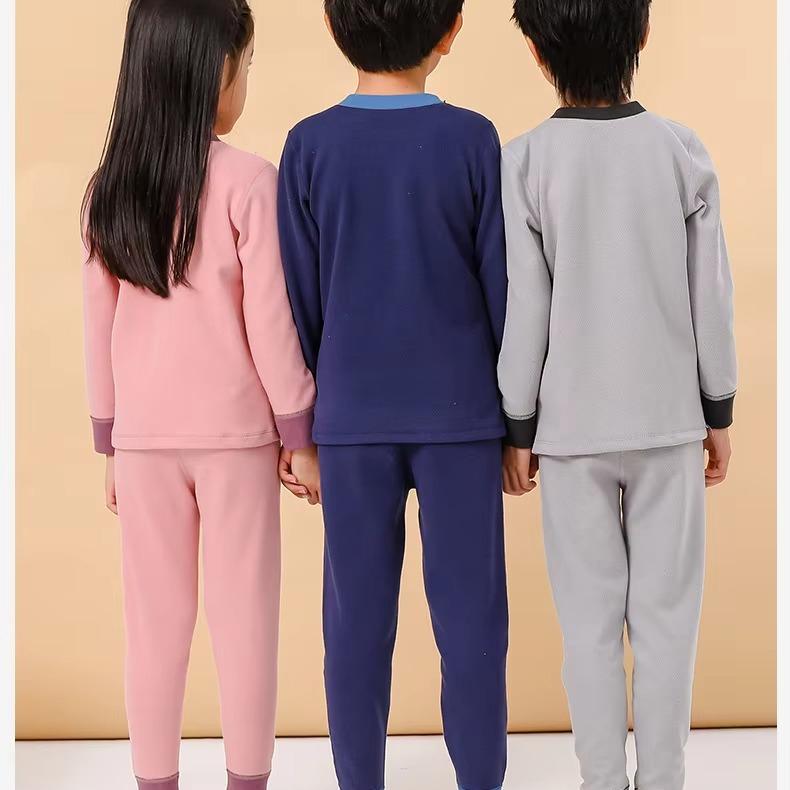 Autumn Winter Thermal Underwear Suit Girls Clothing Sets Boys Pajama Sets Baby No Trace Warm Sleepwear Solid Color Child Clothes
