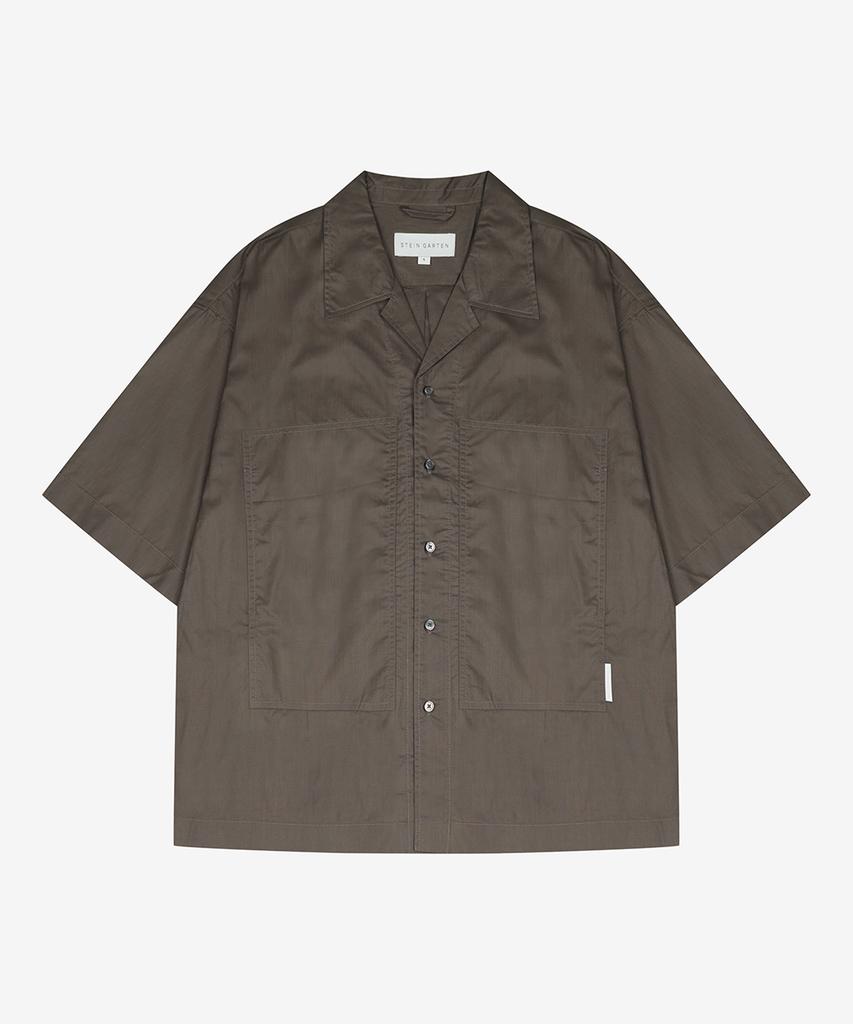 SIEG Brown Oversized Double Big Pocket Short Sleeve Shirt (Pgbad5921)