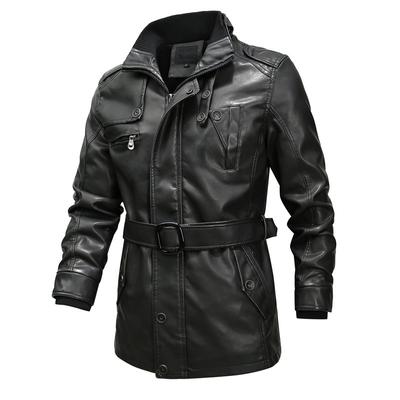 Men's Motorcycle Washed Leather PU Leather Jacket