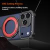 For iPhone 17 Pro Metal Case Rotating Kickstand Heat Dissipation Frameless Phone Bumper Cover with Lens Protector