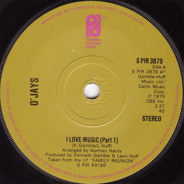 

7inch Record O JAYS - I Love Music SPIR3879 Philadelphia In 1976 UK Soul/Funk Used