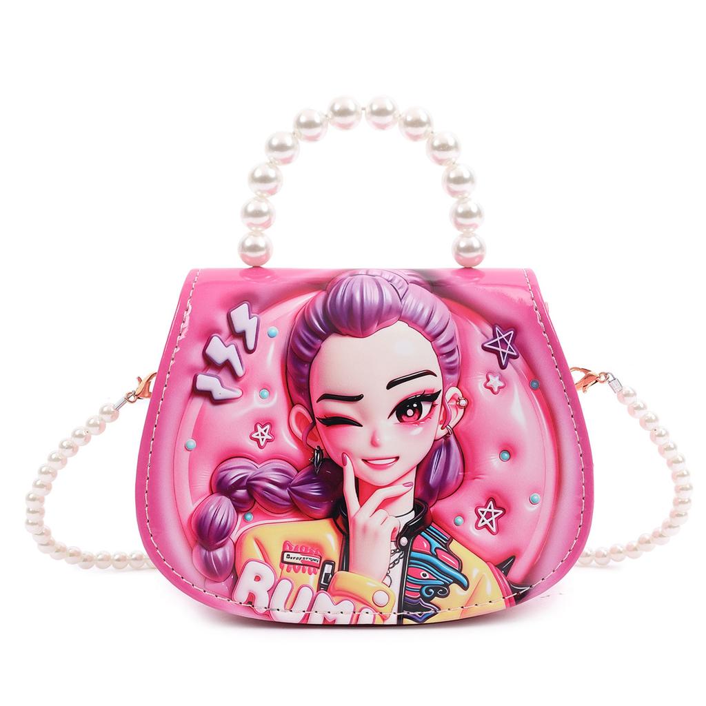 Children's Small Purse Kpop Style Coin Bag Anime Inspired Design Pearl Handle Crossbody Bag for Kids