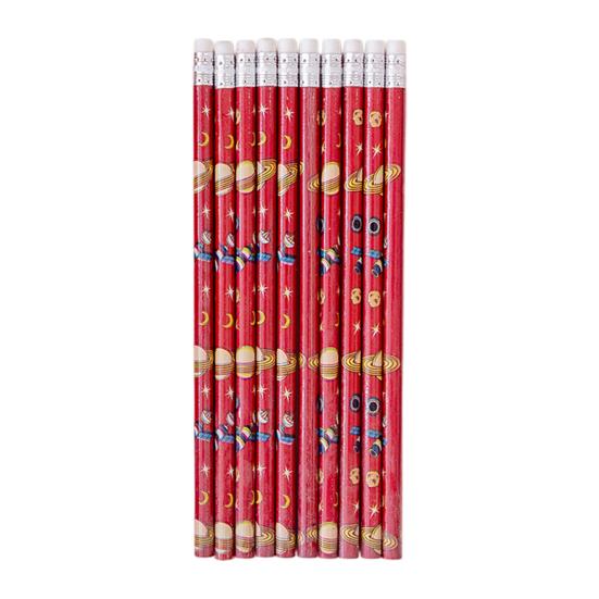 

10Pcs Space-Themed HB Pencils with Eraser Cartoon Planet Design Kids Pencils Smooth Writing Comfortable Grip Pencil for School Homework And Classroom красный
