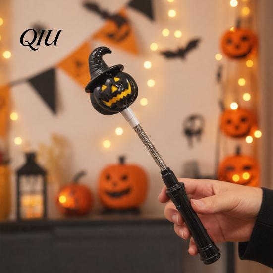 Flashing Halloween Light Party LED Glow Stick for Kids, Spooky Pumpkin Ghost Kids Safe Lighted Up Rod with Spring Holiday Favors Bendable Toy