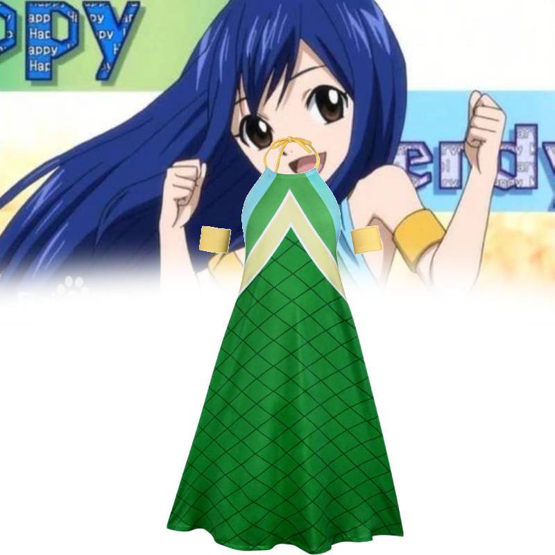 Fairy Tail Wendy Marvell Cosplay Costume For Anime Role Play With Spandex Material For Women