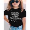European sizes Summer Fashion Girls T-Shirt/Short-Sleeve/Strength, Fierceness, Bravery, Full of Fire/Casual, Versatile Top