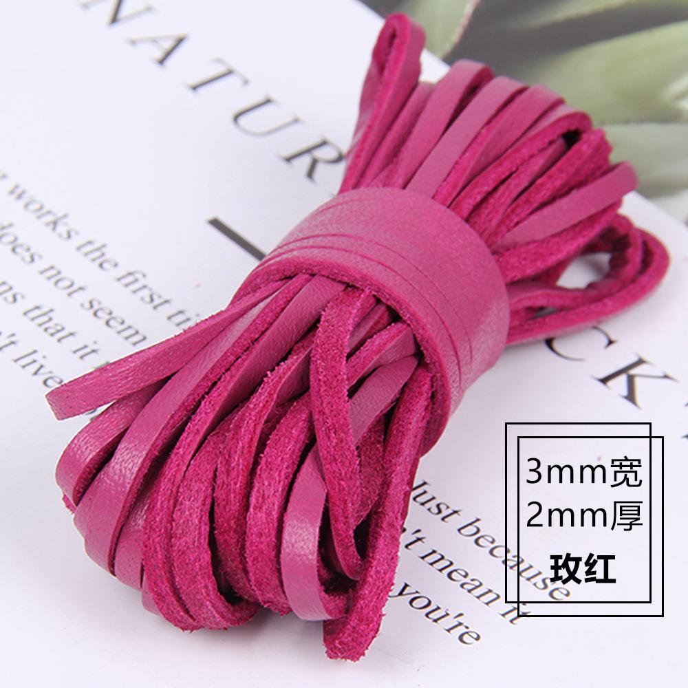Diy Jewelry Accessories 3Mm Wide 2Mm Thick Square Cowhide Rope Bracelet Necklace Sweater Chain Woven Rope Genuine Leather Leather Rope