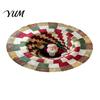 Thickened Cozy Mat Round Christmas Rug, 39" Imitation Cashmere Santa Snowflake Pattern, Holiday Party Floor Covering Area Rug for Home Living
