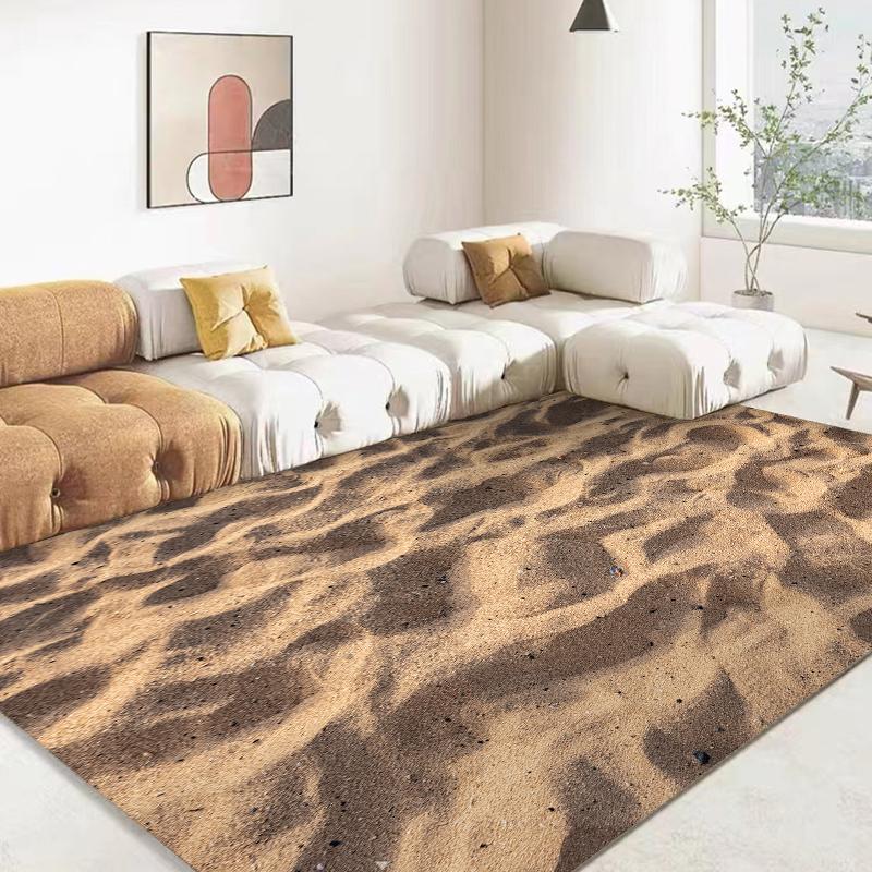 15 Größen 3D Sand Wüste Simulationshintergrund Teppich für Wohnzimmer Badezimmermatte Schlafzimmermatte Heimdekor Outdoor-Teppich