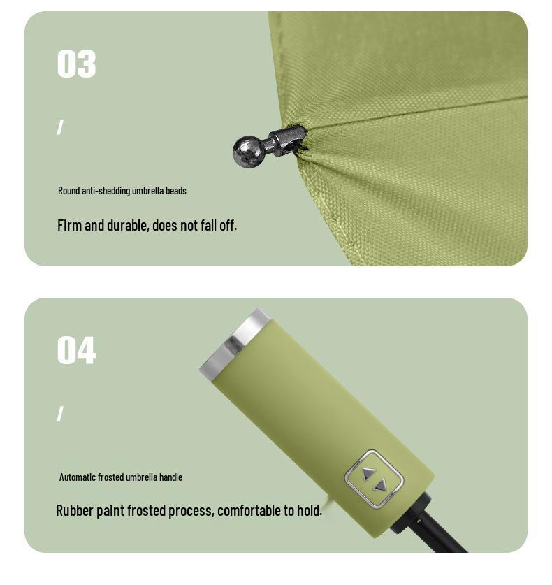 Windproof Black Glue Automatic 10-Rib Folding Umbrella - Sun Protection & Sunshade