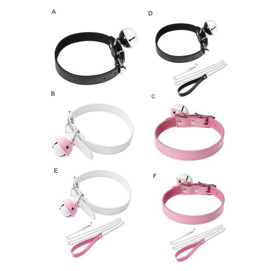 Opaska na kołnierz Seksowny metalowy dzwonek ze sztucznej skóry Wygodny pasek na szyję do sypialni