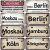 Vintage Berlin City Metal Wall Sculpture 15x30cm|War Theme,Tin Plaque,Halloween&Christmas Gift,Store/Bar/Home Decor