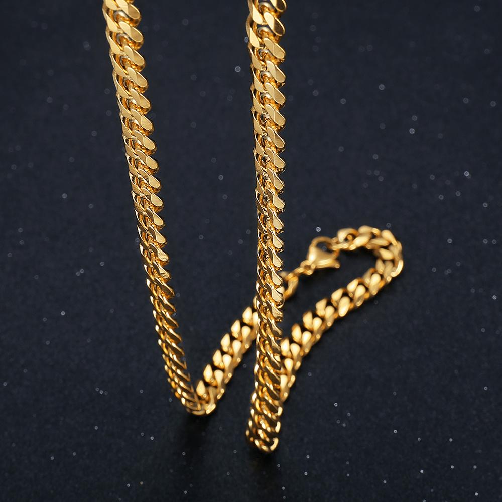 7mm Punk Male Gold Silver Color Stainless Steel Thick Cuban Link Chain Necklace for Men Women Vintage Fashion Jewelry Gifts