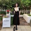 Contrasting Color Design Split-ended Dress Women's Spring and Summer Korean Version of the New POLO Collar Waist Thin Short-sleeved Skirt