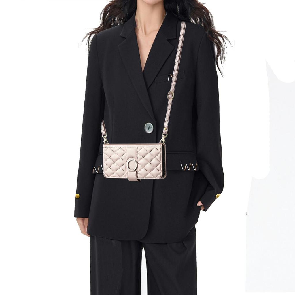 For Xiaomi Redmi Note 13 5G Crossbody Leather Case Ring Buckle Wallet Stand Rhombus Mobile Cover