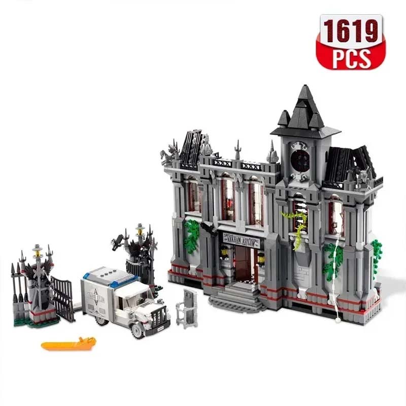 1619PCS MOC Arkham Asylum Building Block Set, DC Villains Gothic Architecture Castle Model, Display Decor for Adult Fans Kids