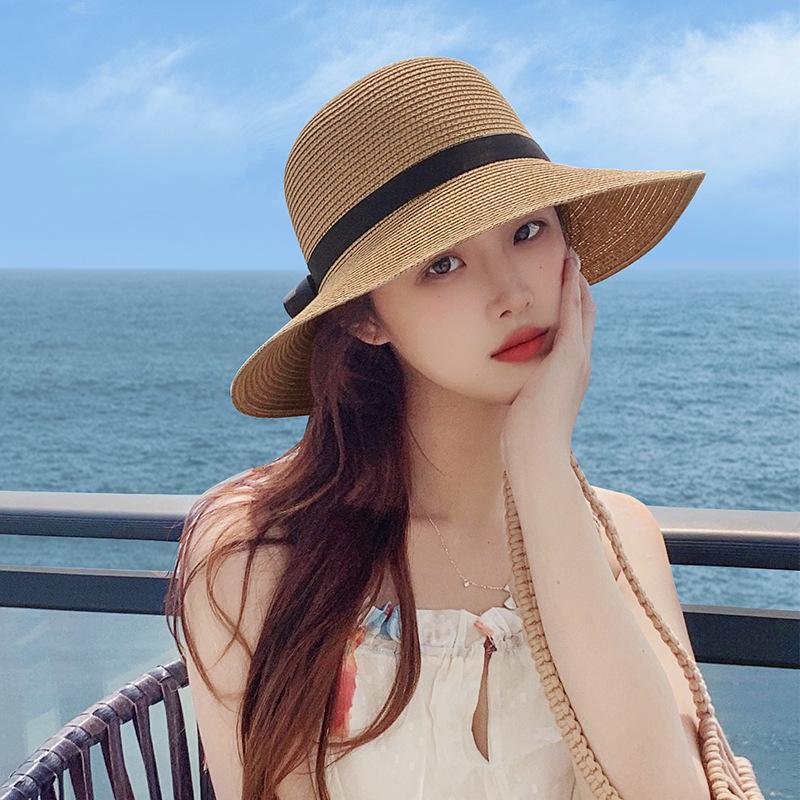 

Lafite straw hat female sunshade sunscreen bucket hat seaside sun hat female model, UV protection large brim one size
