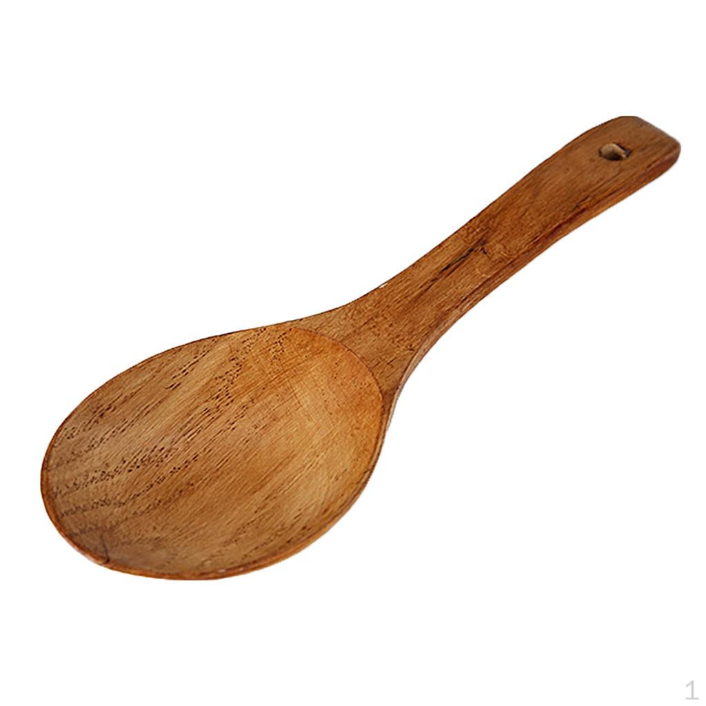Wooden Rice Scoop Non-stick Paddle Soup Ladle Brown