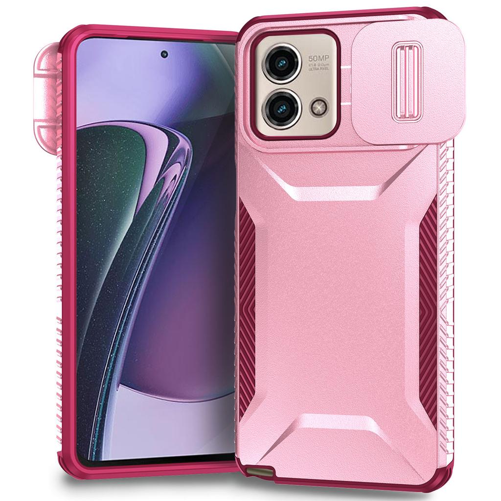 For Motorola Moto G Stylus 5G (2023) Case with Slide Camera Cover TPU+PC Phone Back Shell