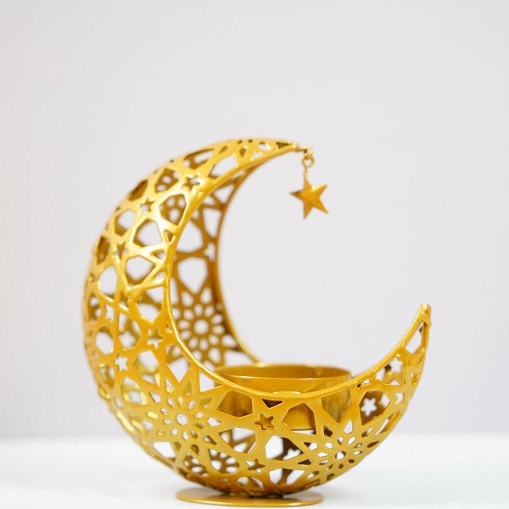 Moon Shape Candle Holder Iron Art Hollow Aromatherapy Furnace Decorative Home Craft Candlestick