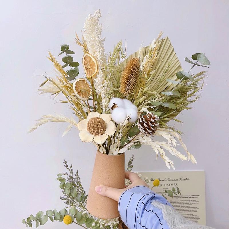 Bouquet de fleurs séchées fleur naturelle ins séché à l'air naturel ornement décoratif décoration de salon arrangement floral roseau coton luxe léger premium
