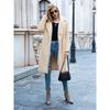 Ladies', Medium Length, Lapel, Woolen Jacket, Long Sleeved, Solid Color, Loose Fit, Casual Jacket