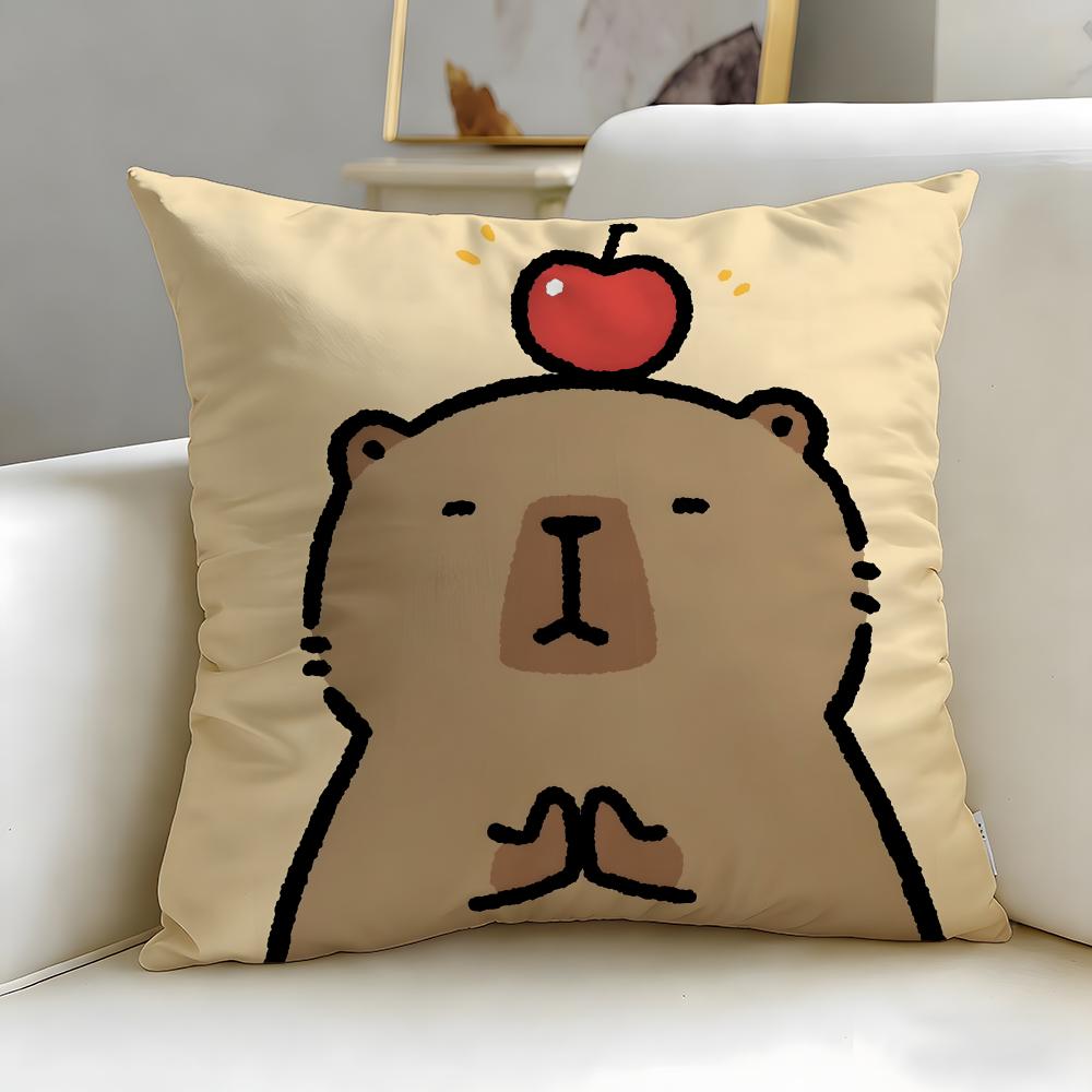 classic animal Capybara Cushion Cover Soft & Easy-Wash Pillow Case – Versatile for Couch, Bed, Travel and Office