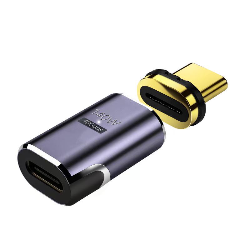 Magnetyczny Adapter USB4 Typu C, 140W, Wideo 8K@60Hz, Pełna Funkcjonalność 40Gbps, Szybkie Ładowanie PD, Kątowy Design.