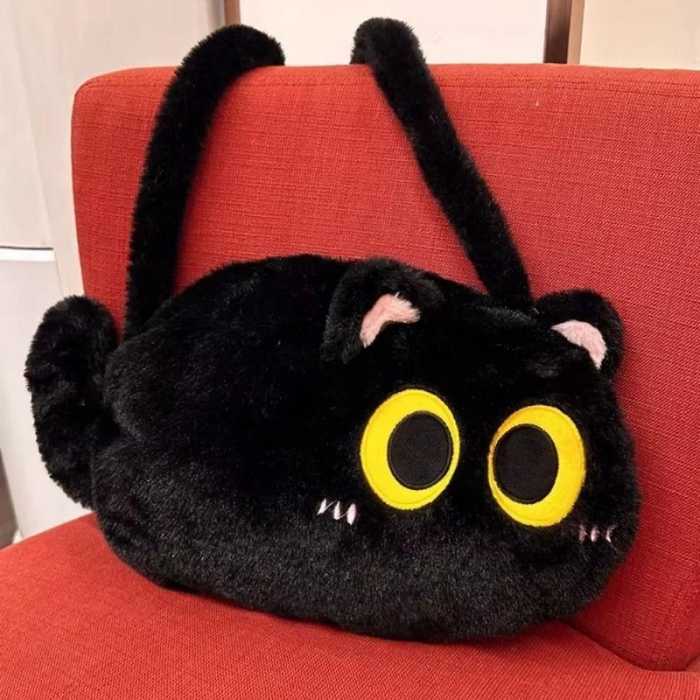 Big Eyes Cartoon Cat Crossbody Bag Soft Plush Cat Plush Toy Doll Bag Cat Plush Shoulder Bag  Kids